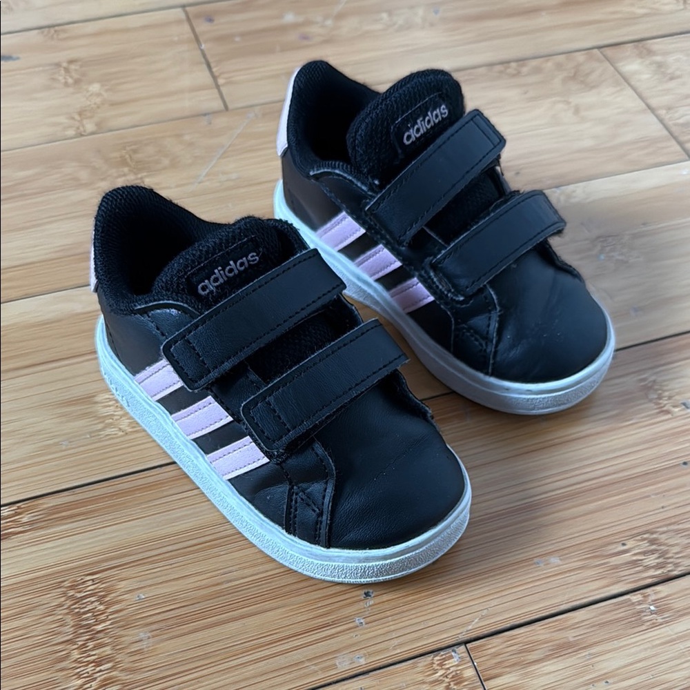 Adidas Kids Black and Pink Sneakers 6